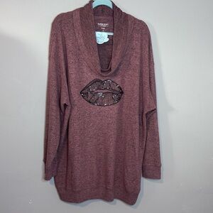 Torrid Cowl Neck Sweater with Sequin Lips